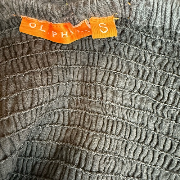 Oliphant Smocked Top Ruffle Midi- Midnight Black/Gold Tiered Dress, Size SMALL - Picture 13 of 17